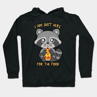 I am just here for the food, cute raccoon Hoodie